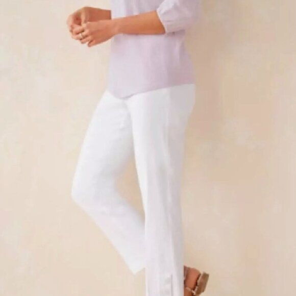 J.Jill Pants Petite MP Linen Stretch White Crop Petite MP Buttons Resort Wear‎ - Picture 1 of 13